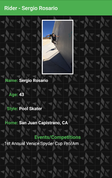 Team Rider Screen